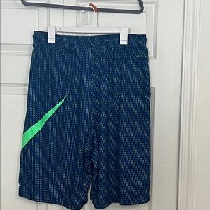 Men’s Nike Blue Shorts with Green Swoosh